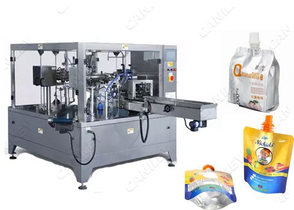Spout pouch filling and sealing machine